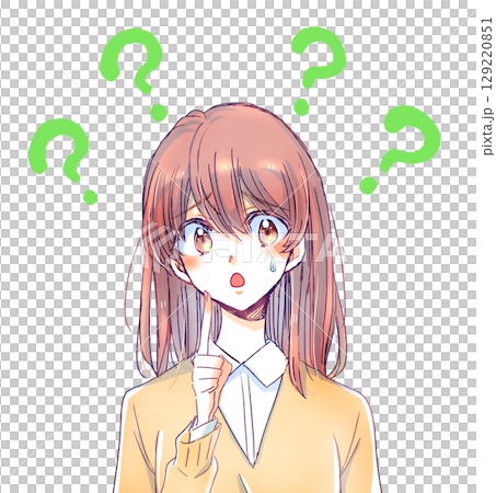 疑問がある女子学生 口パク 汗 疑問がある女子学生 口パク 汗 129220851