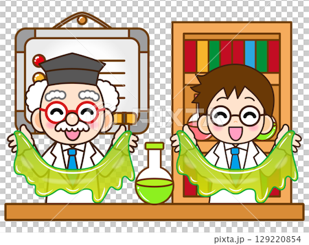 醫生和助手在課堂上進行黏液實驗的插圖素材 醫生和助手在課堂上進行黏液實驗的插圖素材 129220854