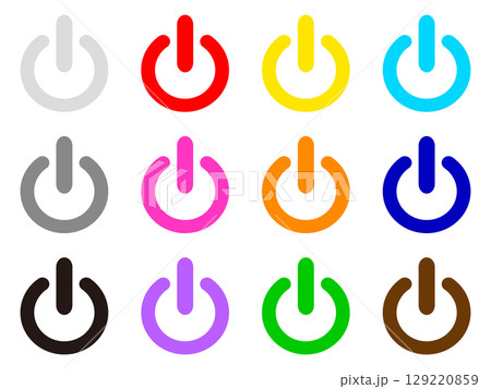 色とりどりの電源マークのイラスト素材セット 129220859