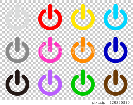 色とりどりの電源マークのイラスト素材セット 129220859