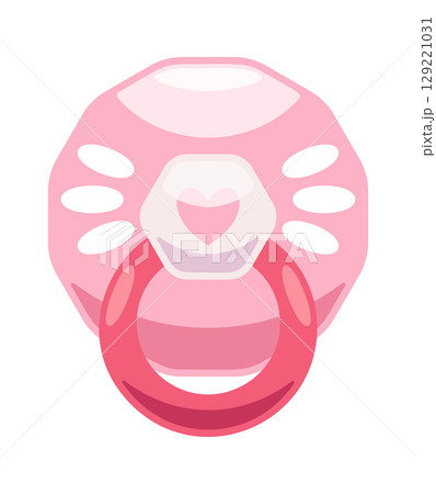 Cute pink baby dummy cartoon 129221031
