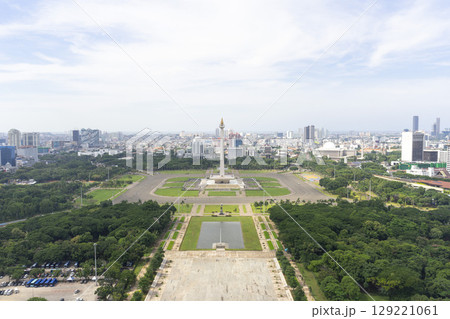 Landscape view of National Monument Merdeka Square from above in Jakarta, Indonesia 129221061
