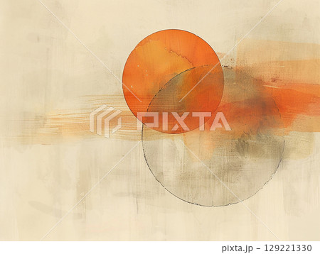 オレンジのアート絵画　Generative AI 129221330