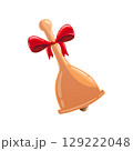 Christmas Bell with Red Bow Isolated on White Background 129222048