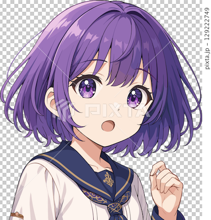 驚いた紫髪の美少女のイラスト 129222749