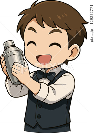 カクテルを作るバーテンダーのイラスト 129222771