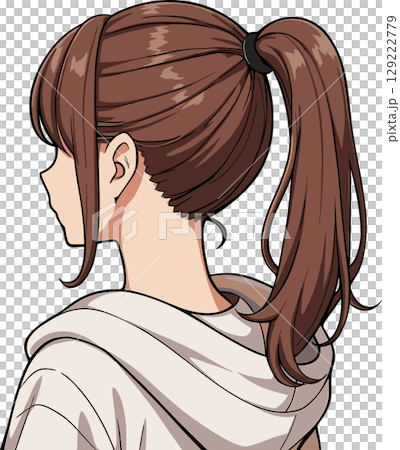 綁著馬尾辮的女子側面插圖 綁著馬尾辮的女子側面插圖 129222779