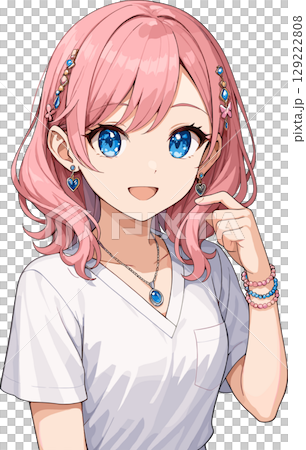ピンク髪の美少女のイラスト 129222808