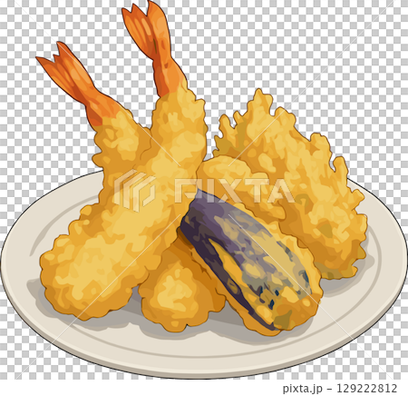 天ぷらの盛り合わせのイラスト 129222812