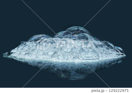 Shampoo bubbles on a blue background. Shampoo bubbles on a blue background. 129222975
