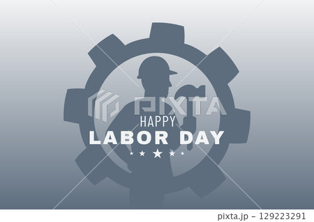 Gear icon worker happy labor day 129223291