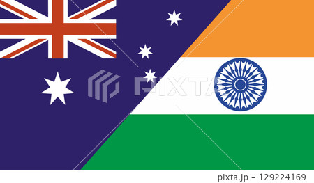 Flag of Australia and India. Two Flags Together Australian and Indian 129224169