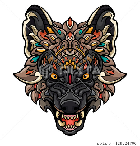 Hyena head mandala arts isolated on white background Hyena head mandala arts isolated on white background 129224700