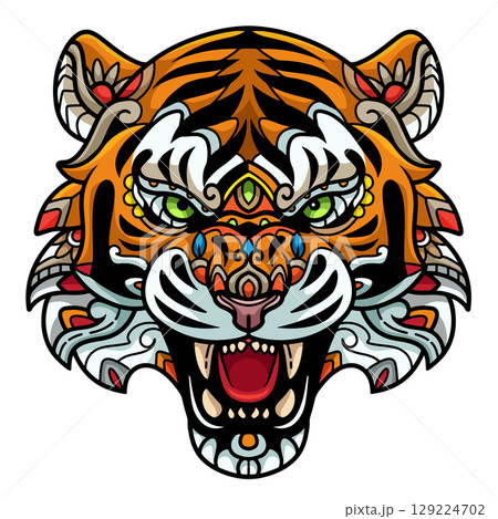 Tiger head mandala arts isolated on white background Tiger head mandala arts isolated on white background 129224702