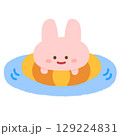 海やプールで泳ぐウサギ 129224831