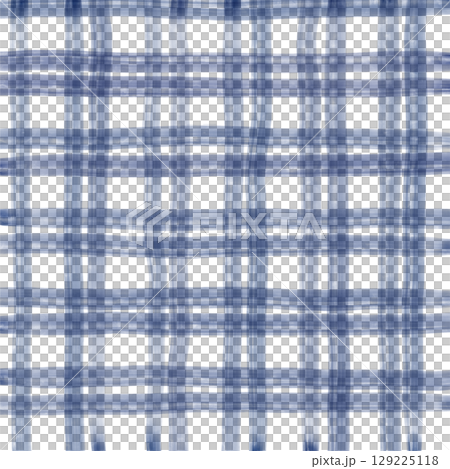 Navy Blue Plaid Gingham Hand Drawn Background Pattern Overlay 129225118
