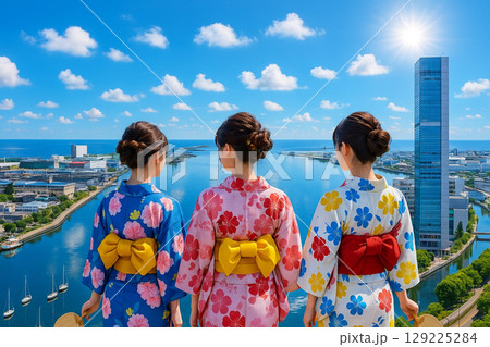 メディアシップ展望台より朱鷺メッセと新潟市歴史博物館方面の風景を望む 129225284