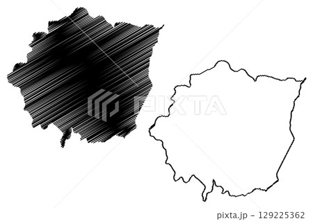 Mucurici municipality (Espirito Santo state, Municipalities of Brazil, Federative Republic of Brazil) map vector illustration, scribble sketch Mucurici map 129225362