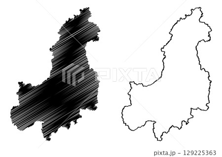 Muniz Freire municipality (Espirito Santo state, Municipalities of Brazil, Federative Republic of Brazil) map vector illustration, scribble sketch Muniz Freire map 129225363
