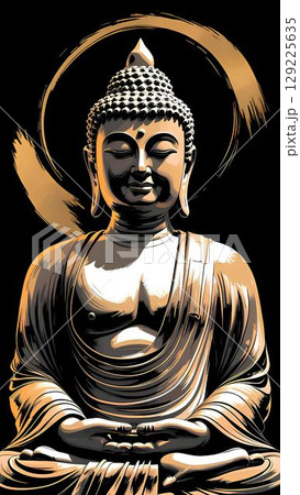 仏像 黒背景 129225635