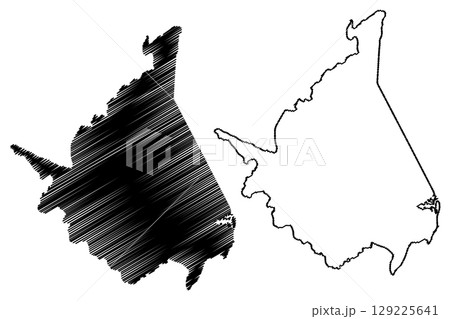 Anchieta municipality (Espirito Santo state, Municipalities of Brazil, Federative Republic of Brazil) map vector illustration, scribble sketch Anchieta map 129225641