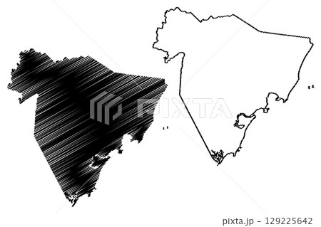 Guarapari municipality (Espirito Santo state, Municipalities of Brazil, Federative Republic of Brazil) map vector illustration, scribble sketch Guarapari map 129225642