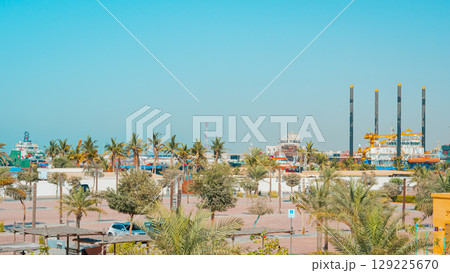 Ras Al Khaimah, UAE – 14.04.2025: The desert coastal town (ghost town) of Jazeera Al Hamra includes a fort, three schools, an open-air market and mosques nestled between hundreds of villas . High Ras Al Khaimah, UAE – 14.04.2025: The desert coastal town (ghost town) of Jazeera Al Hamra includes a fort, three schools, an open-air market and mosques nestled between hundreds of villas . High 129225670