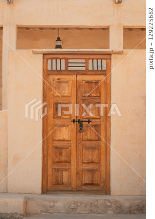 Ras Al Khaimah, UAE – 14.04.2025: The desert coastal town (ghost town) of Jazeera Al Hamra includes a fort, three schools, an open-air market and mosques nestled between hundreds of villas . High Ras Al Khaimah, UAE – 14.04.2025: The desert coastal town (ghost town) of Jazeera Al Hamra includes a fort, three schools, an open-air market and mosques nestled between hundreds of villas . High 129225682