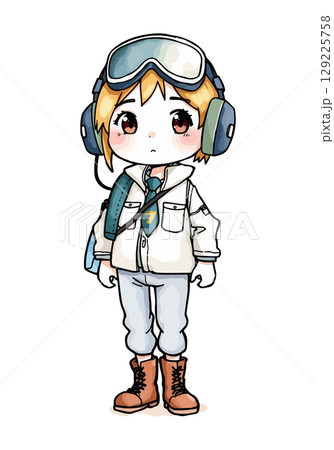 Cute pilot cartoon vector illustration. Cute pilot cartoon vector illustration. 129225758