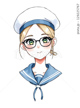 Cute sailor cartoon vector illustration. 129225767