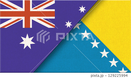 Flag of Australia and Bosnia and Herzegovina. Australian and Belgian national flags on fabric Flag of Australia and Bosnia and Herzegovina. Australian and Belgian national flags on fabric 129225994