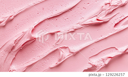 Smooth pink creamy texture close-up. Skincare and beauty concept 129226257