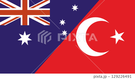 Flag of Australia and Turkey. Australian and Turkish national flags 129226491