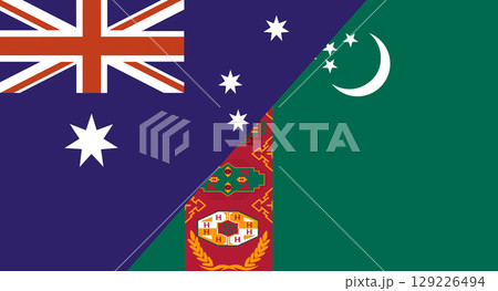 Flag of Australia and Turkmenistan. Australian and Turkmen national flags Flag of Australia and Turkmenistan. Australian and Turkmen national flags 129226494