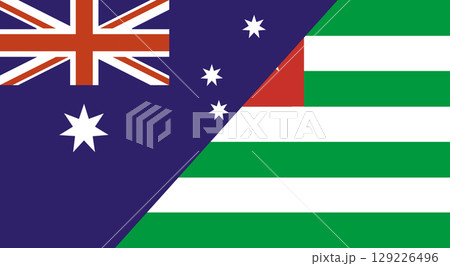 Flag of Australia and Abkhazia. Australian and Abkhazian national flags 129226496