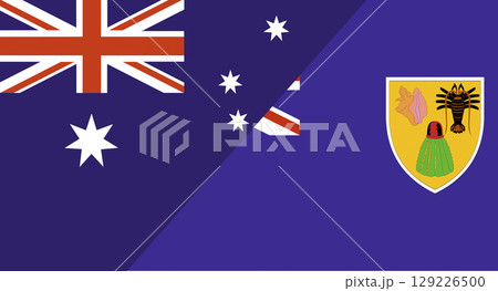 Flag of Australia and Turks and Caicos Islands. Australian and Tuvalu national flags Flag of Australia and Turks and Caicos Islands. Australian and Tuvalu national flags 129226500