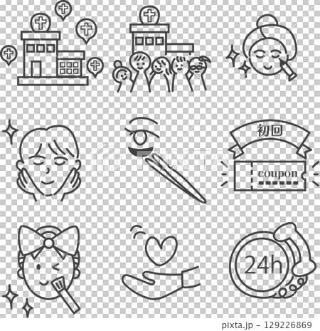 Simple line drawing beauty icon set 129226869