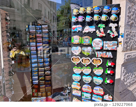 Souvenirs in the shop, Trieste in Italy 129227068