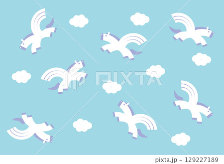 ペガサスと青空のイラスト 129227189