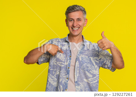 Adult man pointing at himself with confident expression showing choose me gesture self-presentation Adult man pointing at himself with confident expression showing choose me gesture self-presentation 129227261