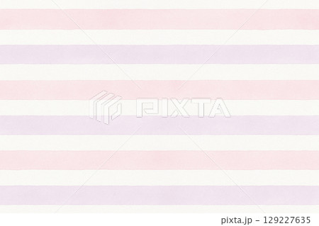 パステルピンクと紫の横ストライプ背景（水彩） 129227635