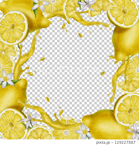 Lemon juice square frame Lemon juice square frame 129227887