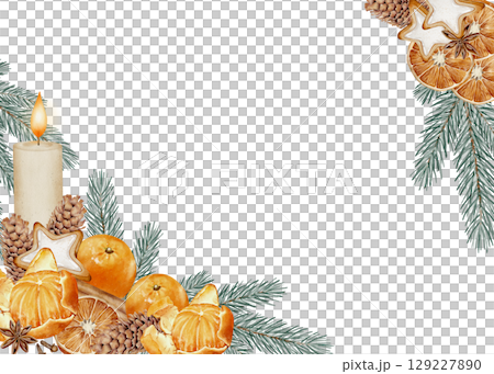 Christmas banner with candle and pastry 129227890