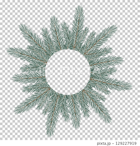 Pine branches round winter wreath 129227919
