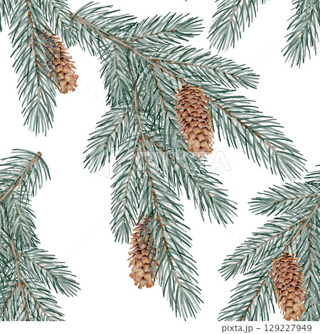 Seamless pattern with fir branches 129227949