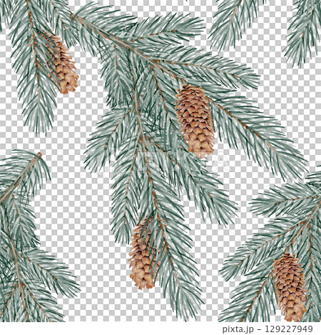 Seamless pattern with fir branches 129227949