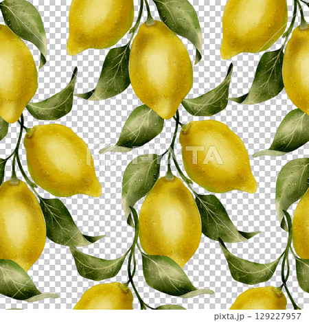 Watercolor pattern with lemons and leaves Watercolor pattern with lemons and leaves 129227957