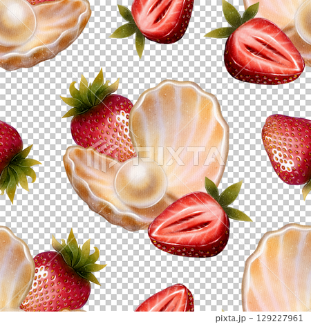 Seashell with strawberry pattern 129227961