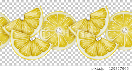 Seamless border with lemon slices Seamless border with lemon slices 129227966