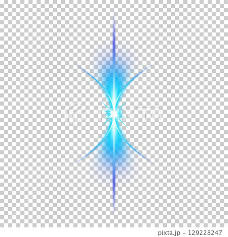 Vertical blue light burst effect on transparent background 129228247